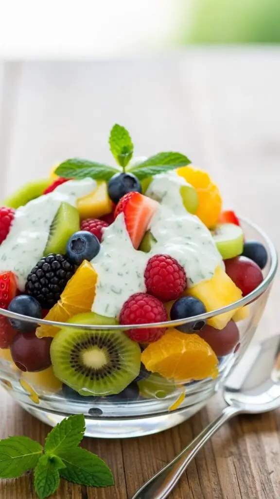 Fruit Salad with Mint Yogurt Dressing