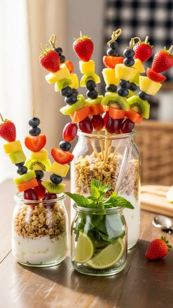 Fruit Skewers in Decorative Jars
