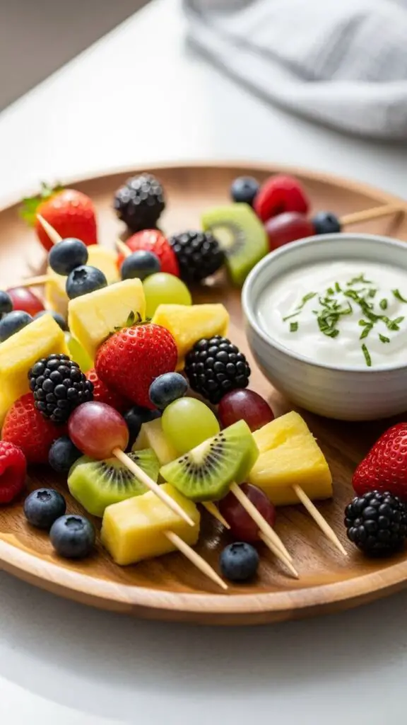 Fruit Skewers with Yogurt Dip