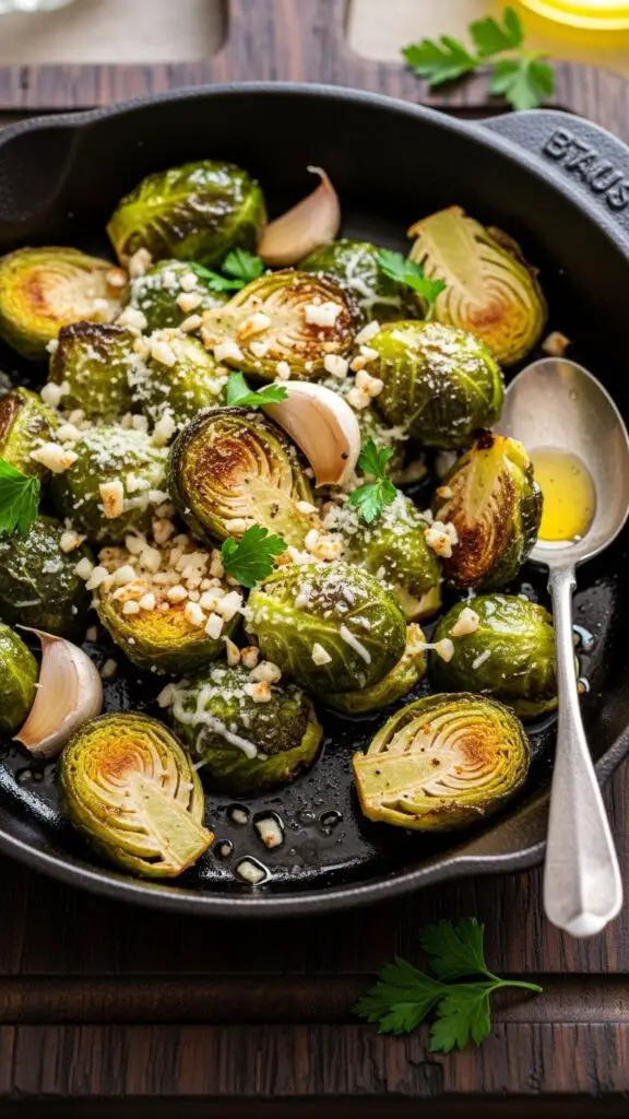 Garlic Parmesan Roasted Brussels Sprouts