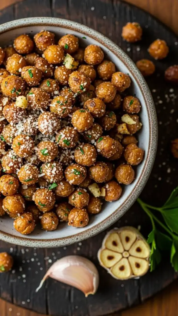 Garlic Parmesan Roasted Chickpeas