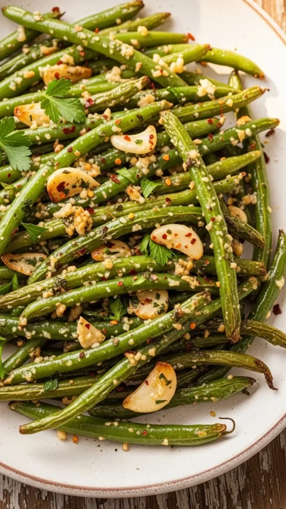 Garlic Parmesan Roasted Green Beans