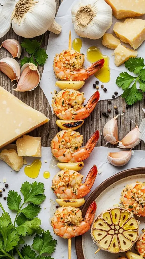 Garlic Parmesan Shrimp Skewers