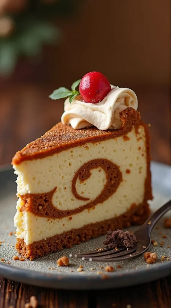 Gingerbread Cheesecake with Molasses Swirl