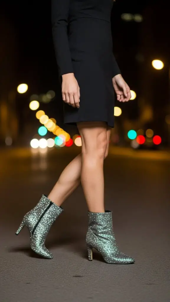 Glitter Boots + Little Black Dress