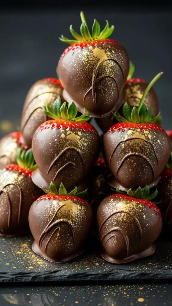 Gold-Dusted Chocolate-Covered Strawberries