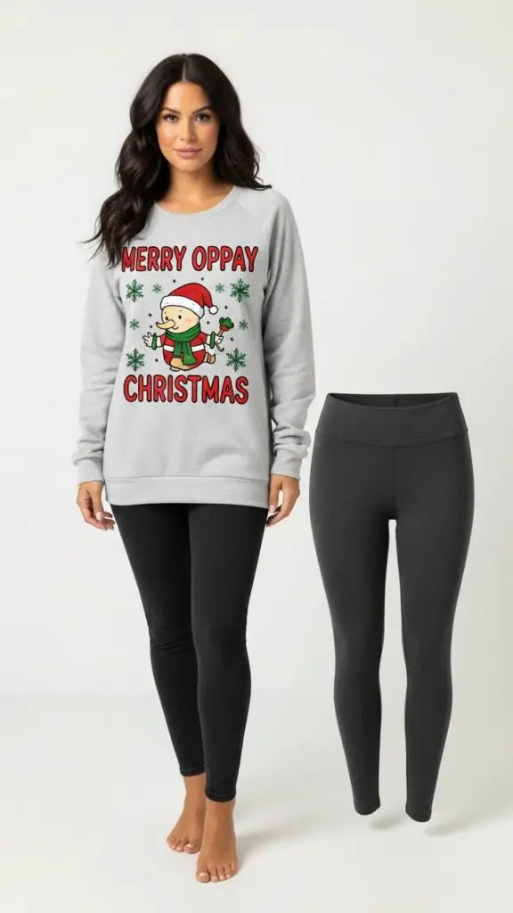 Graphic Christmas Sweatshirt + Leggings