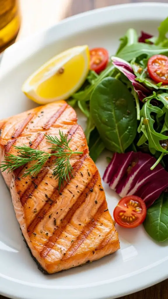 Grilled Salmon with Greens