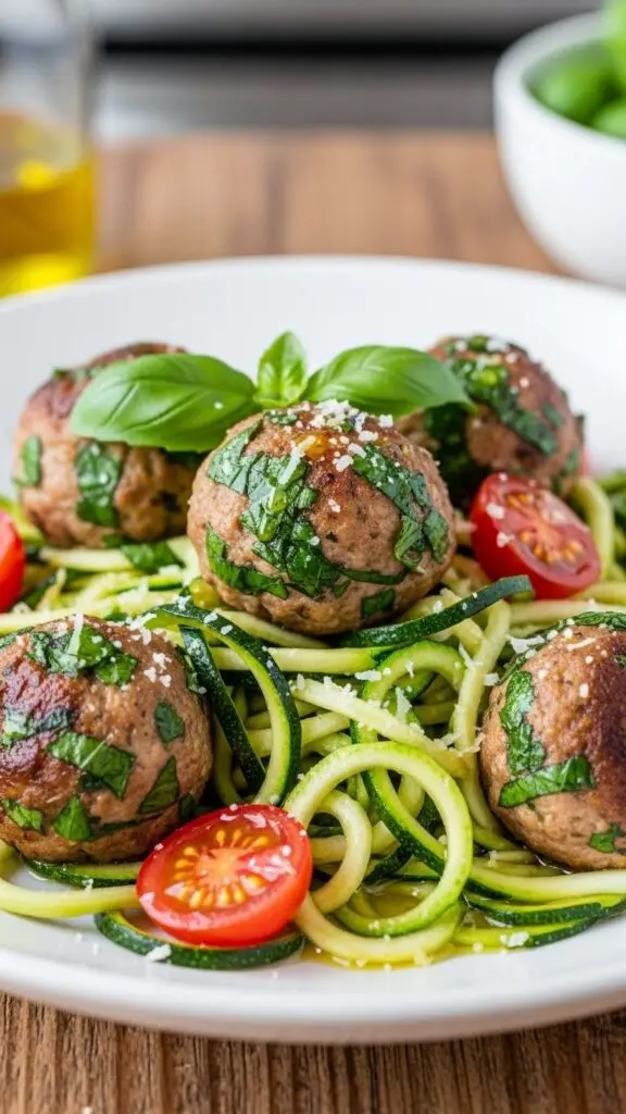 Herby Turkey Meatballs with Zucchini Noodles