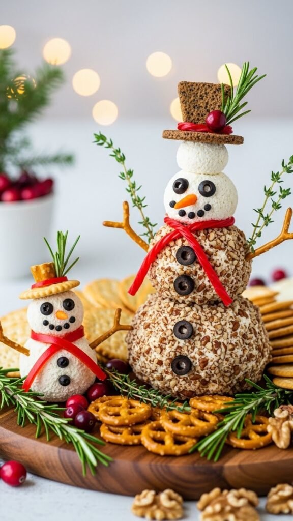 . Holiday Cheese Ball Snowmen