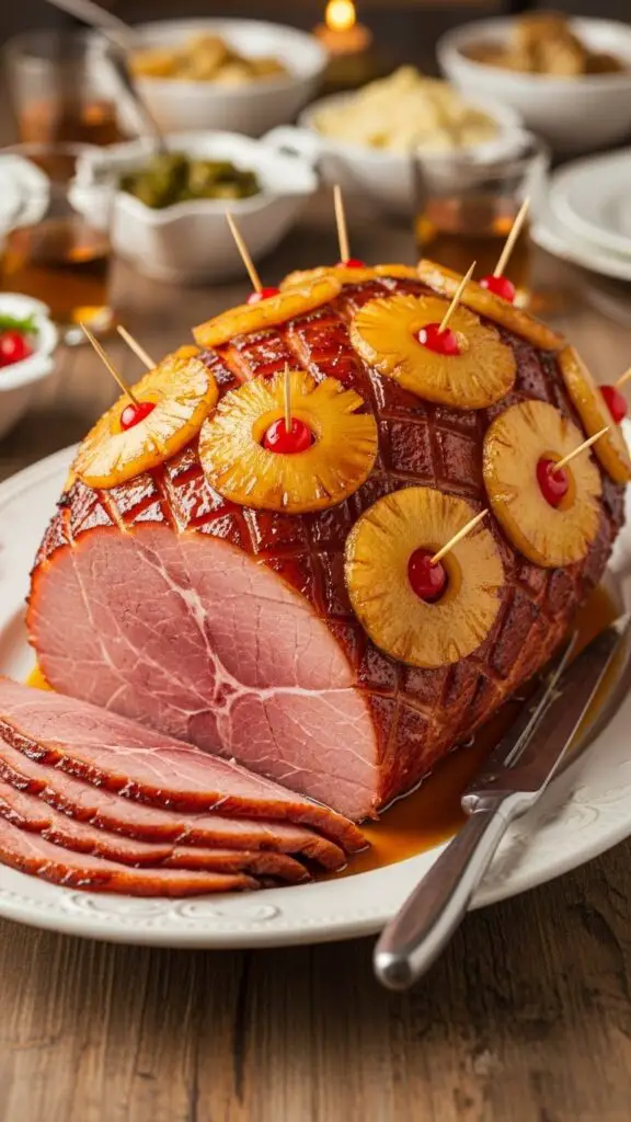 Honey-Glazed Ham with Pineapple Accents