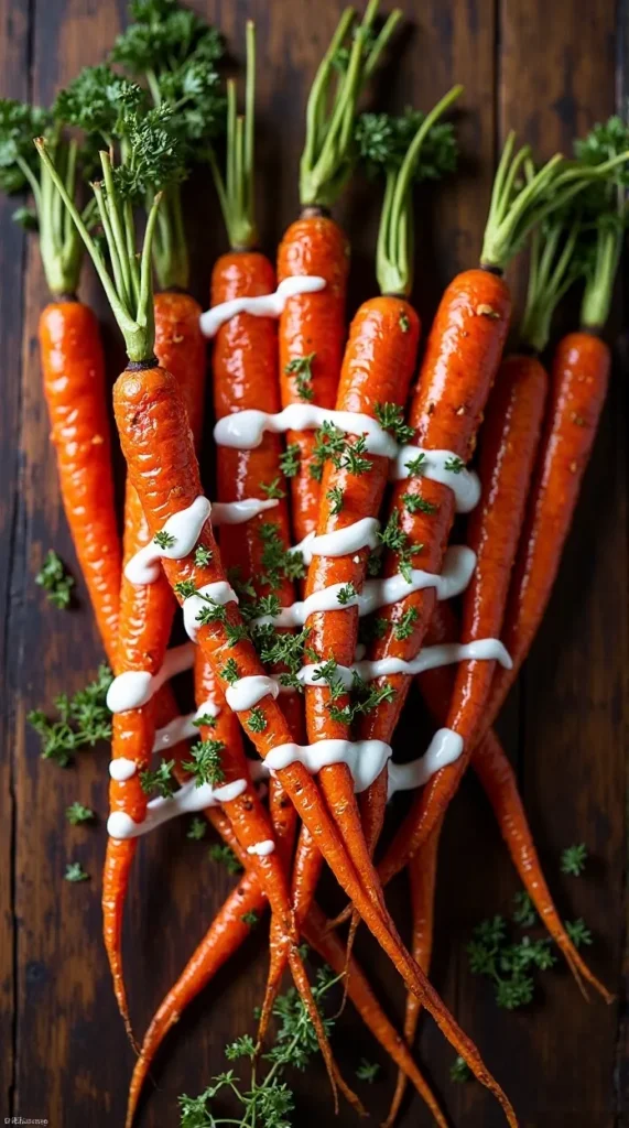 Honey-Roasted Carrots with Harissa & Yogurt Drizzle