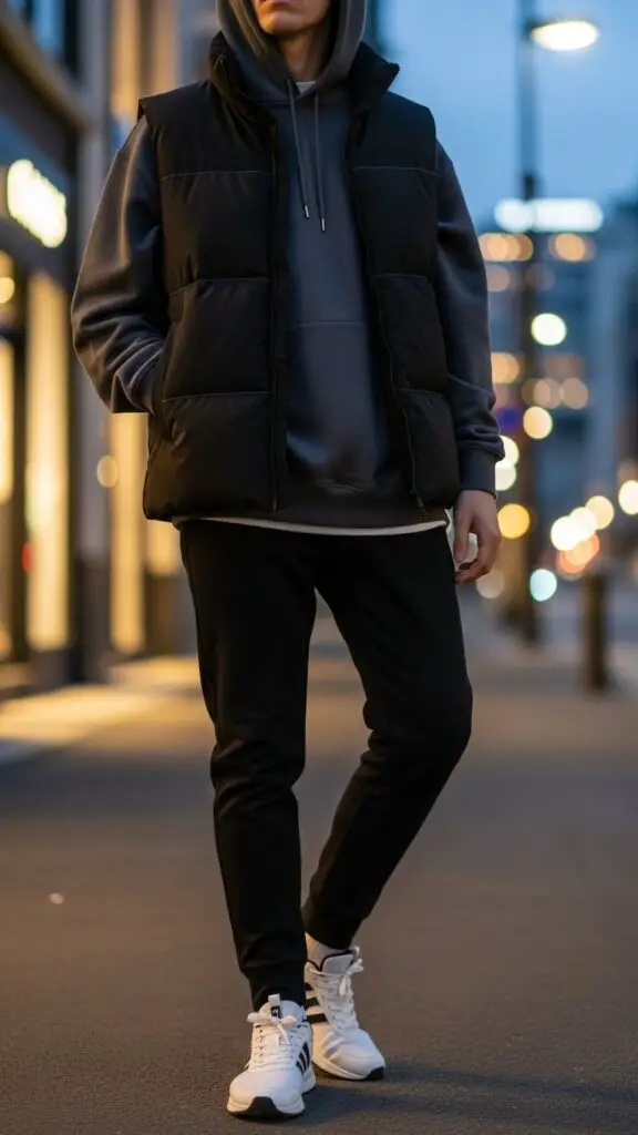 Hoodie + Joggers + Puffer Vest