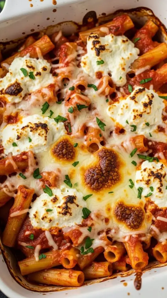 Baked Ziti with Ricotta & Mozzarella
