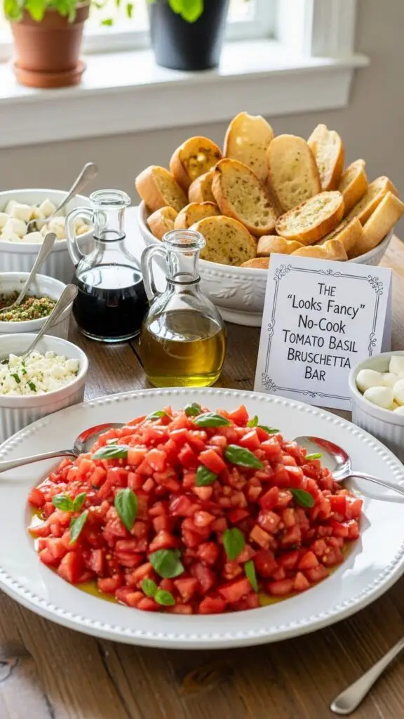 . The “Looks Fancy” No-Cook Tomato Basil Bruschetta Bar