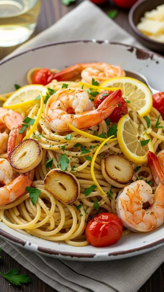 . Lemon Garlic Pasta with Shrimp