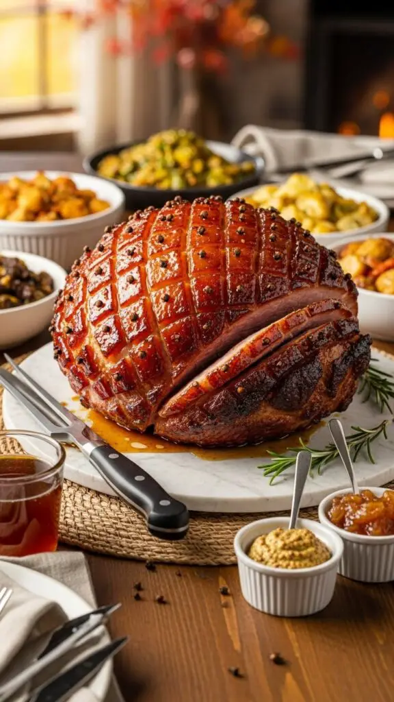 Honey-Glazed Ham with Brown Sugar & Cloves