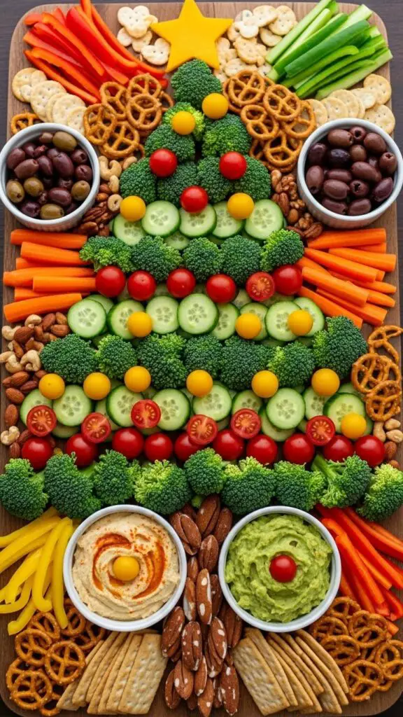 Vegetarian Christmas Tree Snack Board