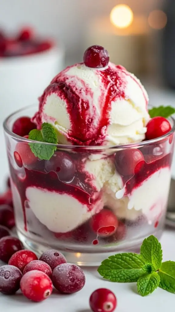 . No-Churn Cranberry Swirl Ice Cream