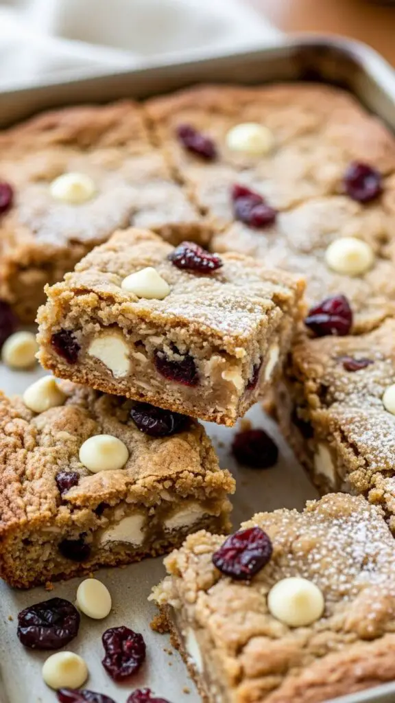 Cranberry-White Chocolate Oatmeal Cookie Bars