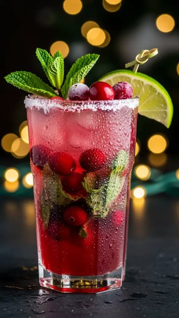 Christmas Mojito with Cranberry &