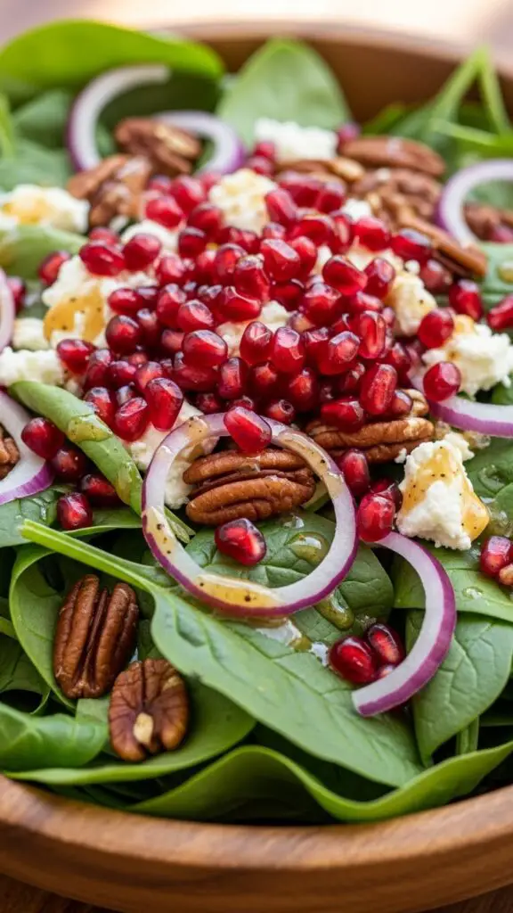 . Pomegranate Jeweled Spinach Salad