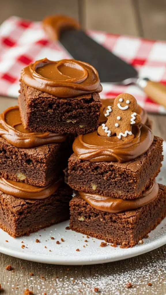 Gingerbread Brownies with Molasses Frosting