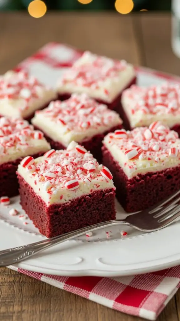 Red Velvet Candy Cane Crunch Brownies
