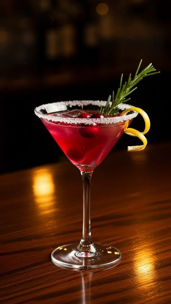 Rosemary Cranberry Lemon Drop Martini