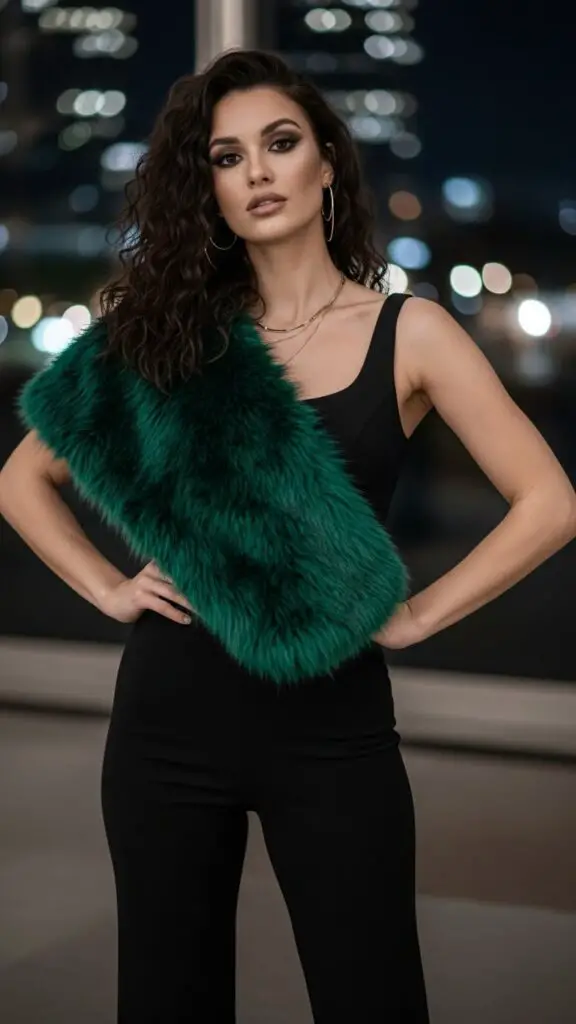 Jumpsuit + Faux Fur Stole