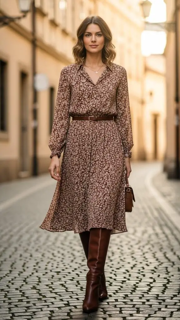 Knee-High Boots + Midi Dress