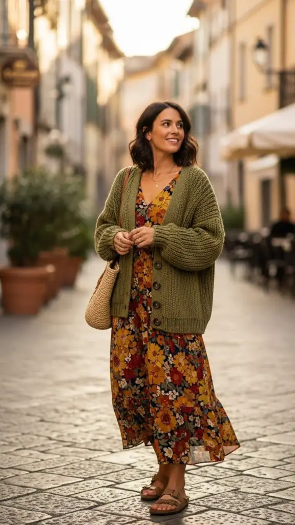 Knit Cardigan + Midi Dress