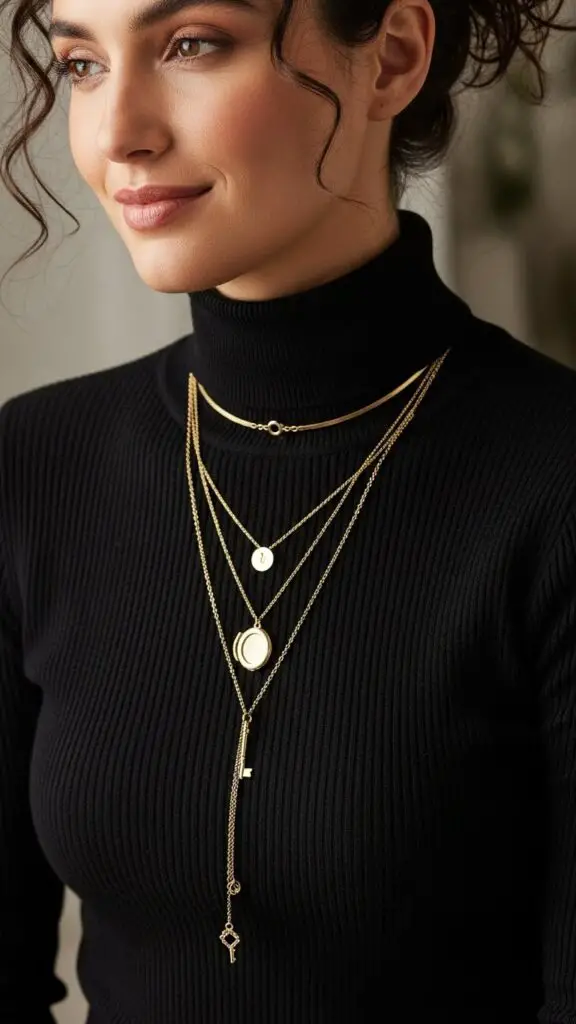 Layered Necklaces + Turtleneck