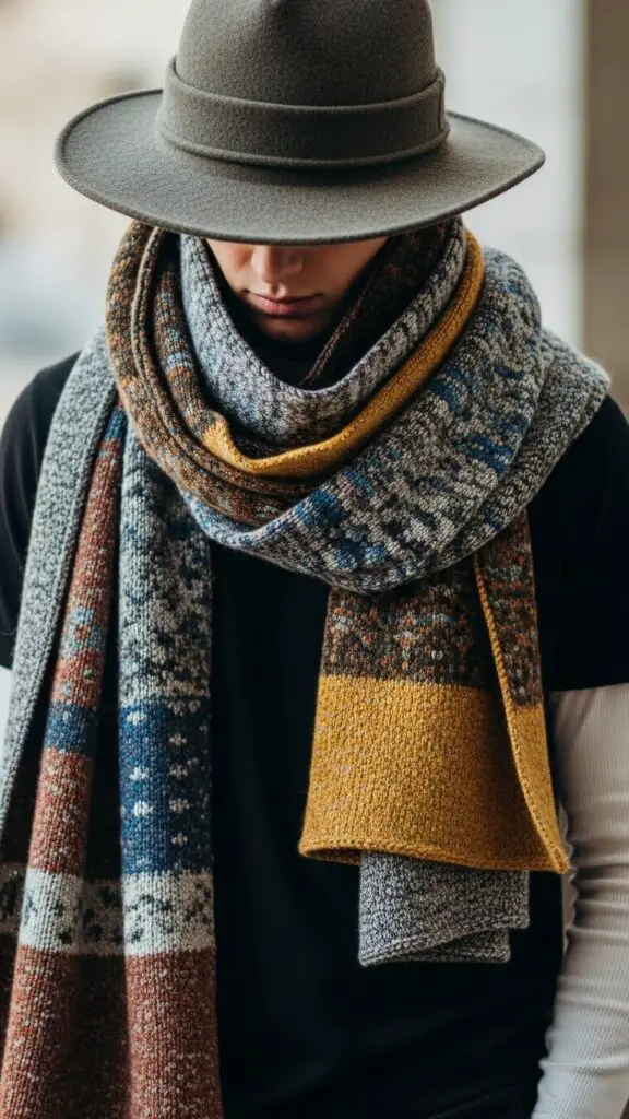 Layered Scarf and Hat with Basics