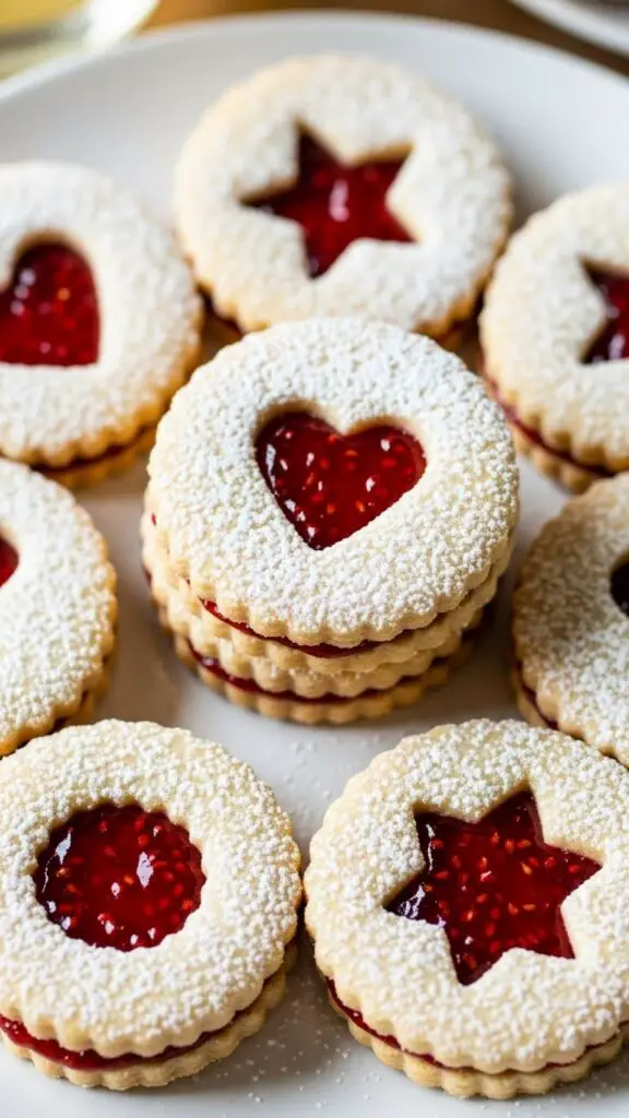 Linzer Cookies with Raspberry Jam Windows