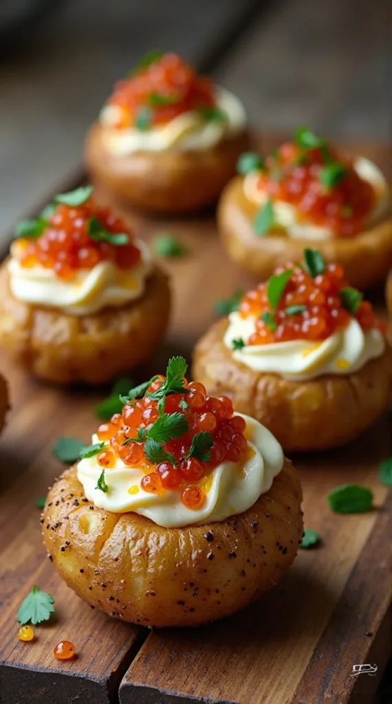 Loaded Smashed Potato Bites with Caviar (Budget-Friendly Fancy)
