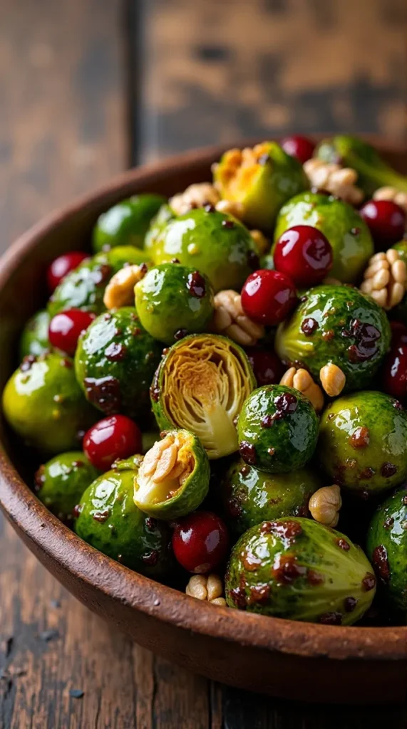 Maple-Roasted Brussels Sprouts with Cranberries & Walnuts