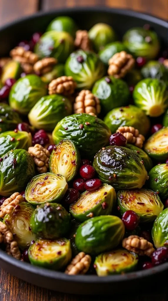 Maple-Roasted Brussels Sprouts with Cranberries & Walnuts