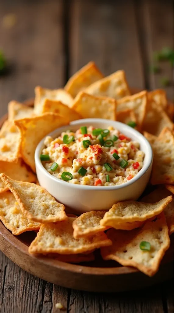Mini Crab Rangoon Dip with Wonton Chips