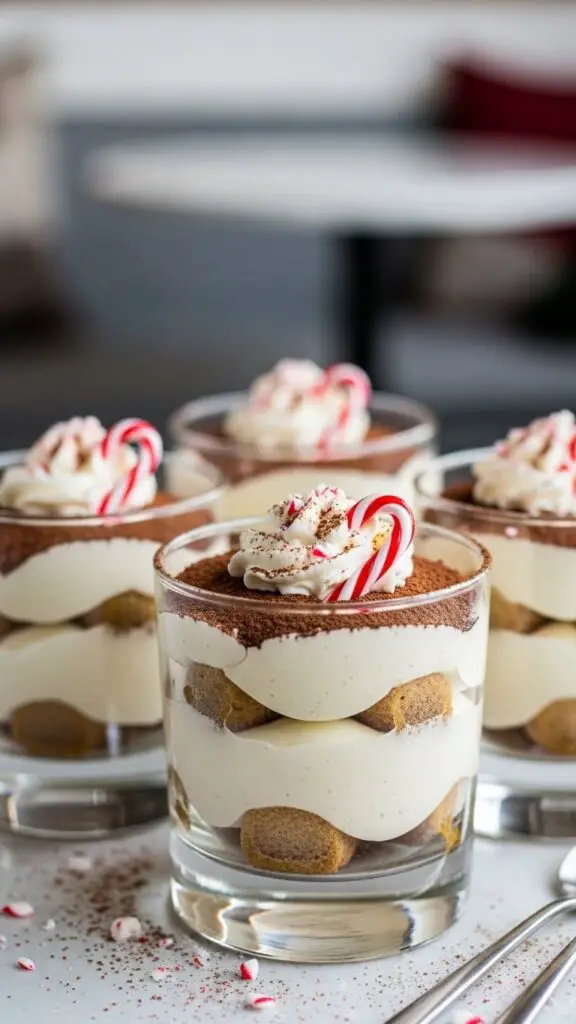 Mini Peppermint Mocha Tiramisu Cups