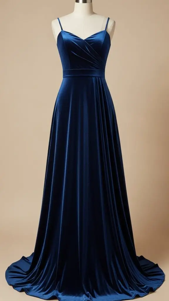 Navy Blue Velvet Maxi