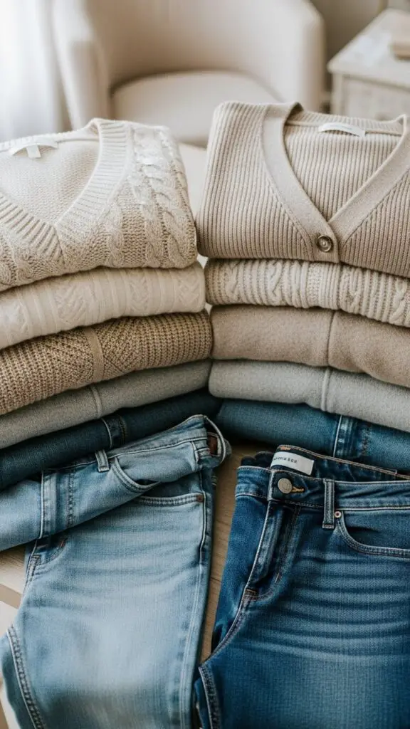 Neutral Beige Sweaters & Jeans