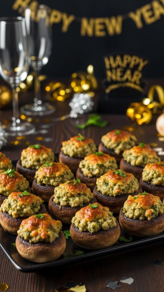 New Year's Eve Stuffed Mushrooms