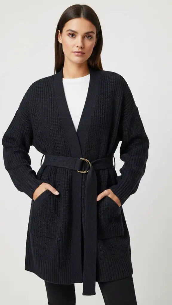 Oversized Cardigan with Belt Buckle