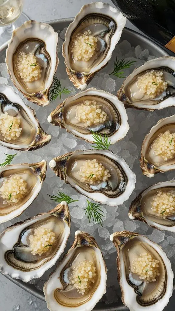 Oysters with Champagne Mignonette Ice