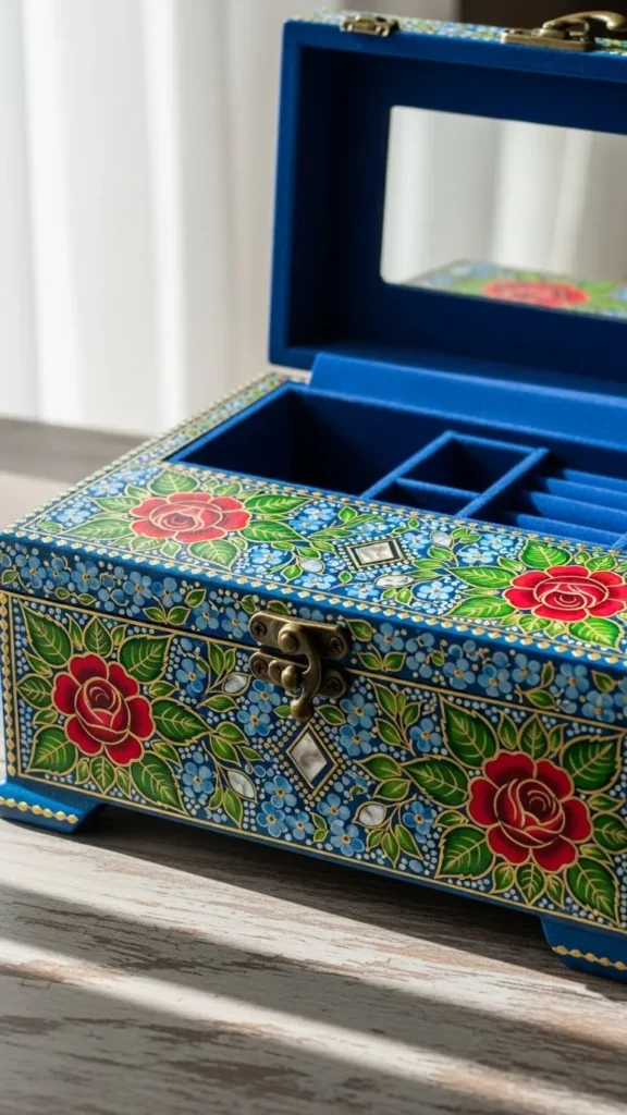 Painted Wooden Jewelry Box