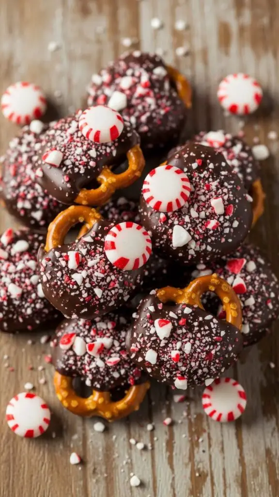 Peppermint Chocolate Pretzel Bites