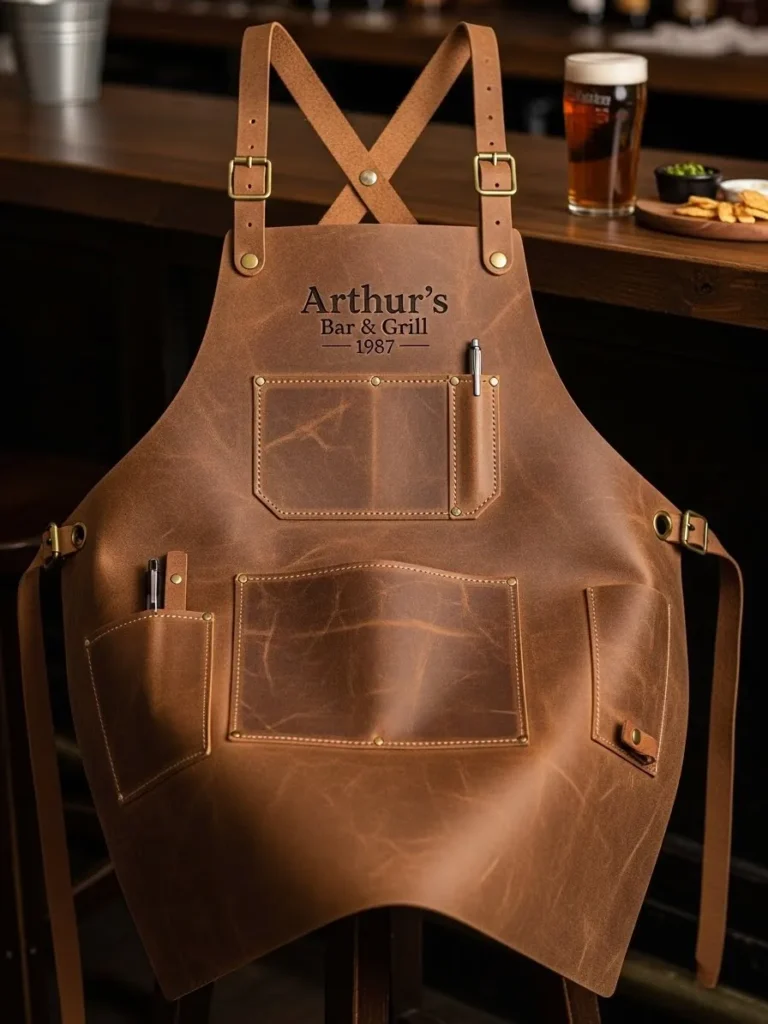 Personalized Leather Bar Apron