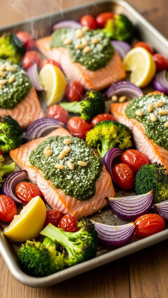 Pesto Salmon Sheet-Pan Dinner