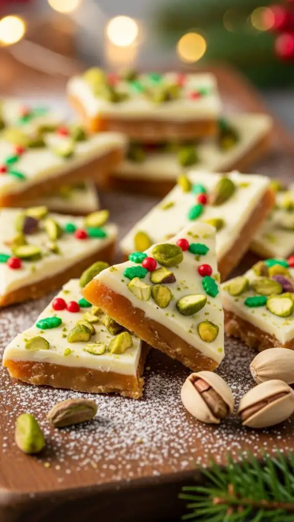 Pistachio White Chocolate Christmas Cracker Toffee